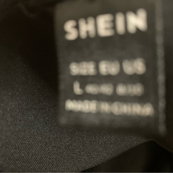 Shein Black Top Embellished Sweater Sheer Polka Dot Puff Long Sleeve Womens Sz L - Picture 14 of 16